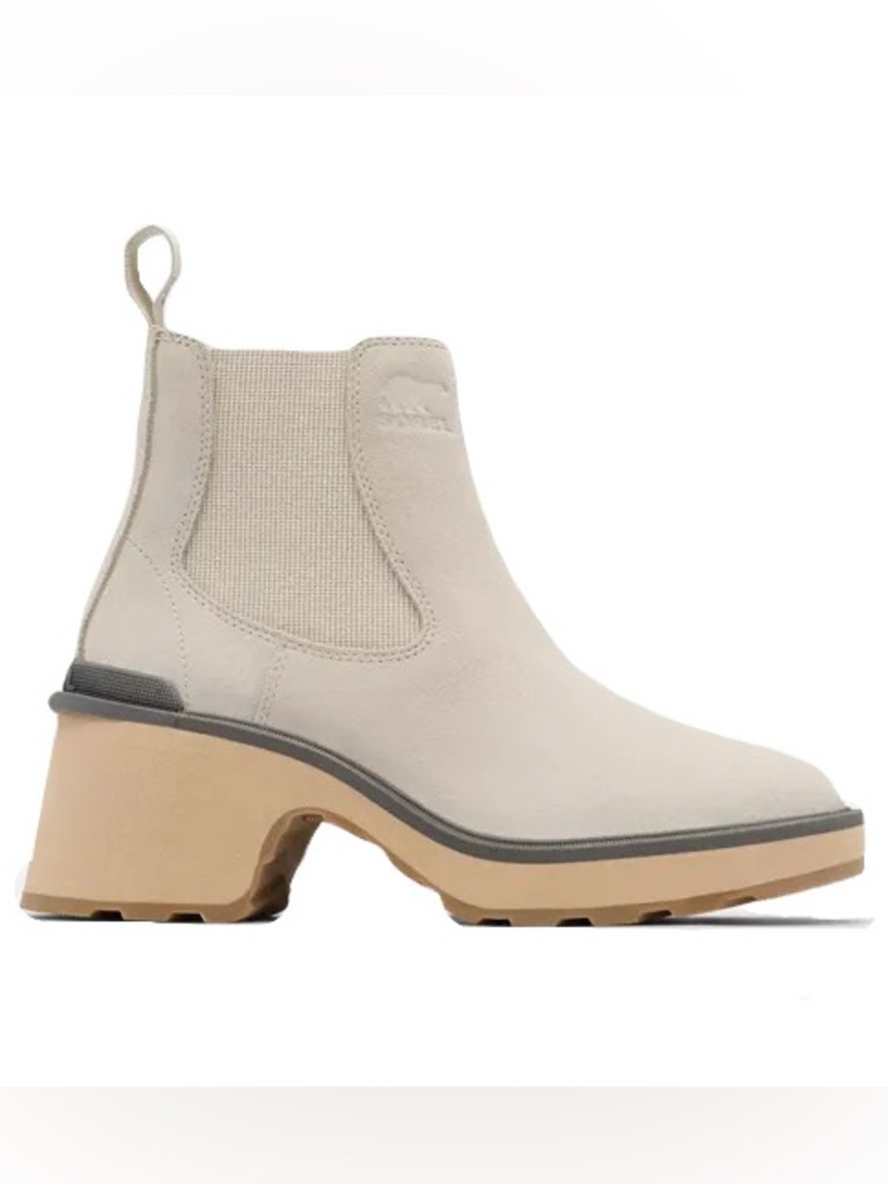 NEW Sorel Womens Size 6.5 Chalk Waterproof Suede Hi-Line Heel Chelsea Boot
